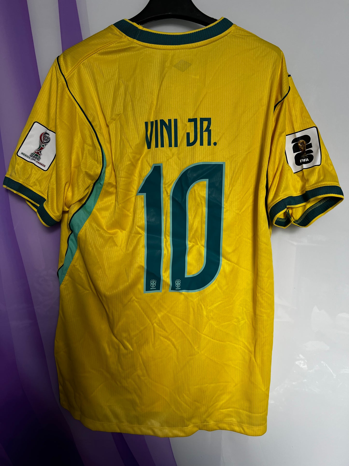 Tricou fotbal – Fan Edition Brazilia- Vini Jr-Galben