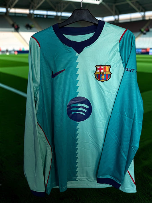 Tricou de fotbal - Ediție de fan Barcelona albastru mânecă lungă